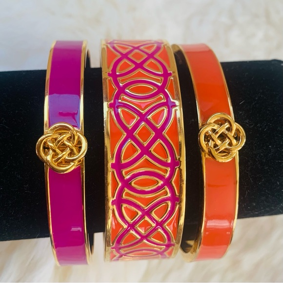 Stella and Dot Enamel Bangles (3) Elenor and Celtic Knot in Orange and P… - Picture 1 of 15